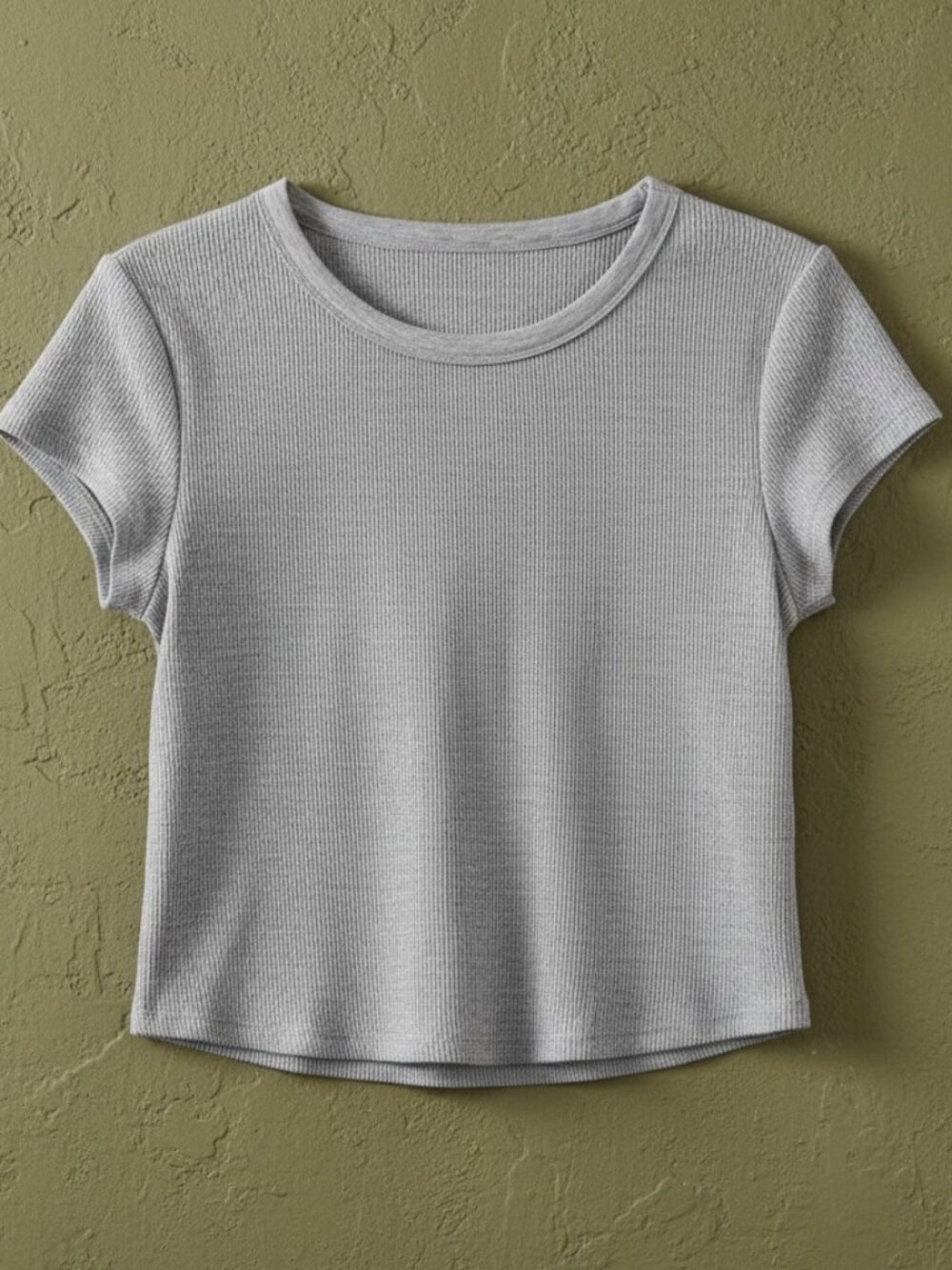 American Eagle Light Gray Everyday‎ Ribbed Scoop Neck Tee - L
